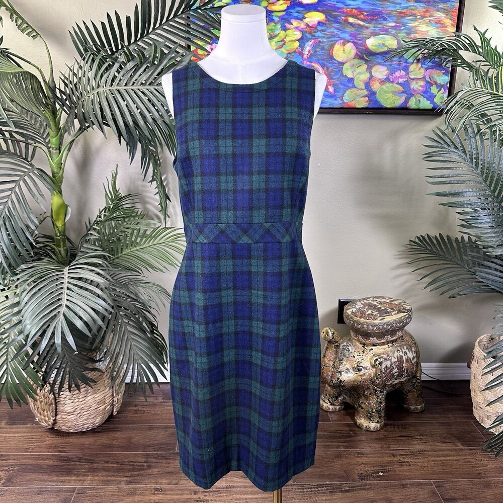 J. Crew Women 10 Dress NWOT Wool Blend Plaid Tartan Lined Preppy sheath